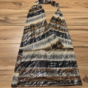 Women's Dots Medium NWT Black Brown Silver Halter Top Chain Detail Y2K Baddie